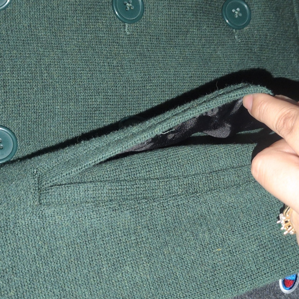 Cabi Green Knit Pea Coat Sweater Jacket Size Medium - Picture 4 of 6